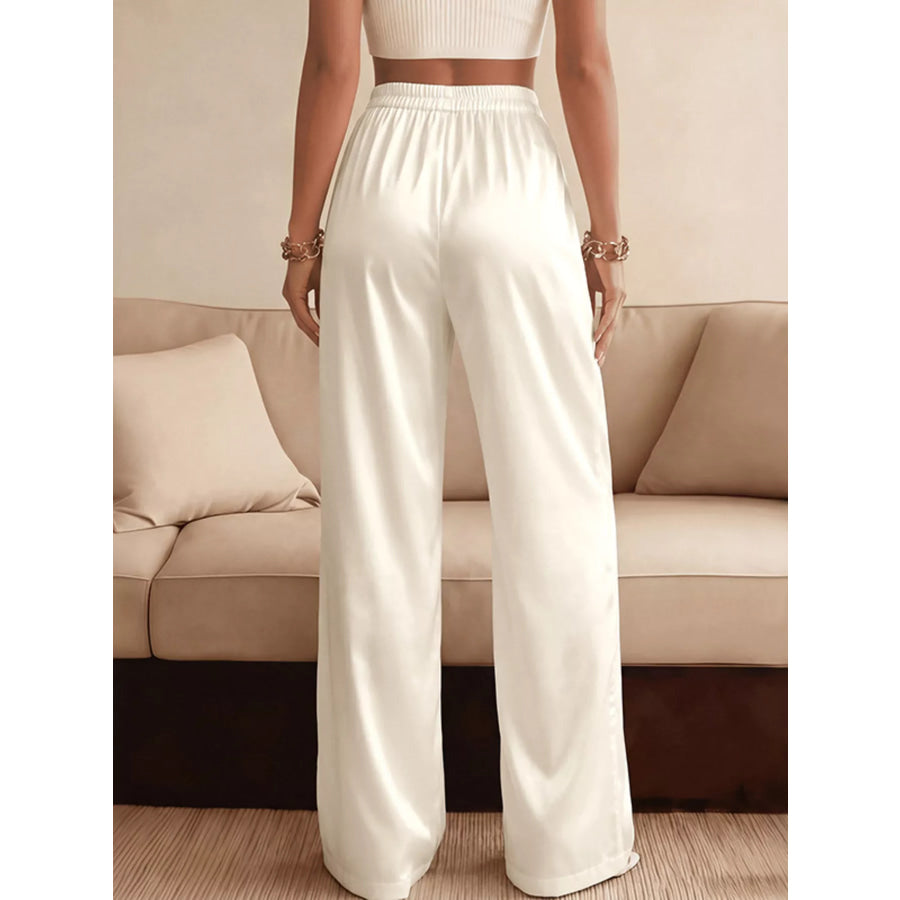 Lace Waist Wide Leg Pants Apparel and Accessories