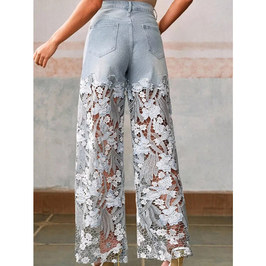 Lace Wide-Leg Jeans Apparel and Accessories