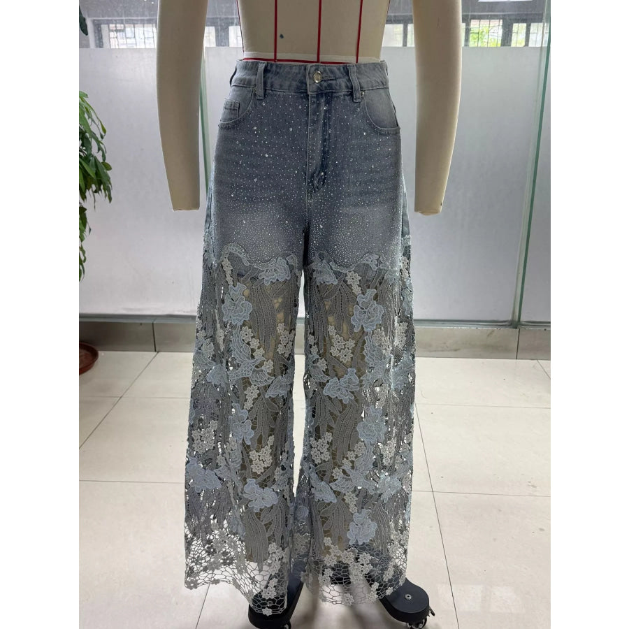 Lace Wide-Leg Jeans Apparel and Accessories