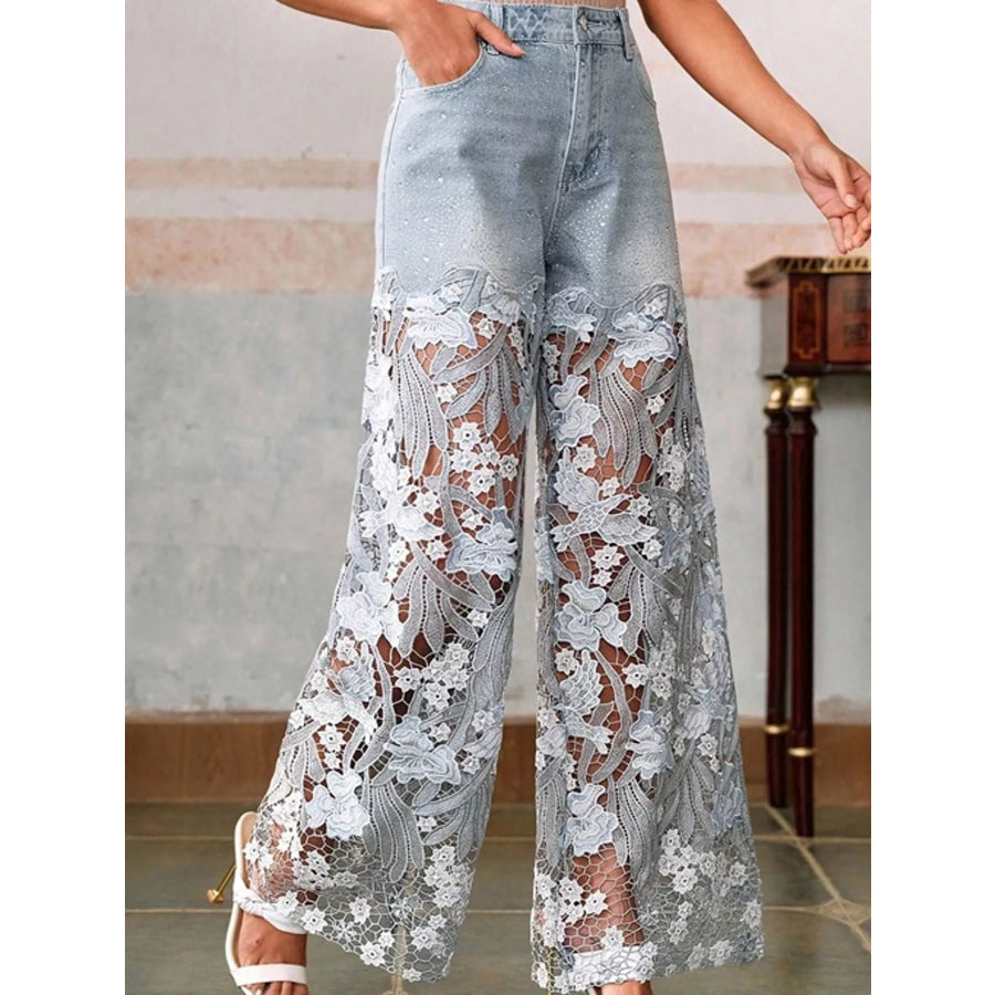Lace Wide-Leg Jeans Apparel and Accessories