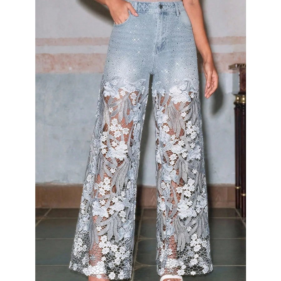 Lace Wide-Leg Jeans Apparel and Accessories