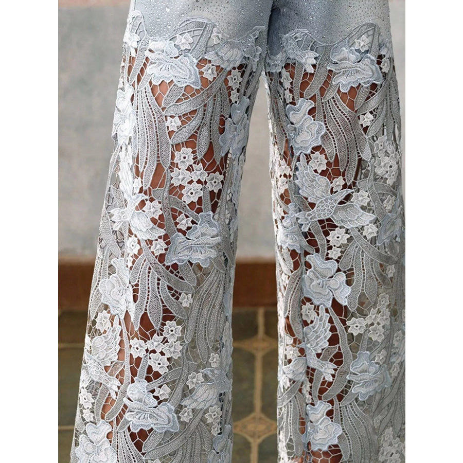 Lace Wide-Leg Jeans Apparel and Accessories