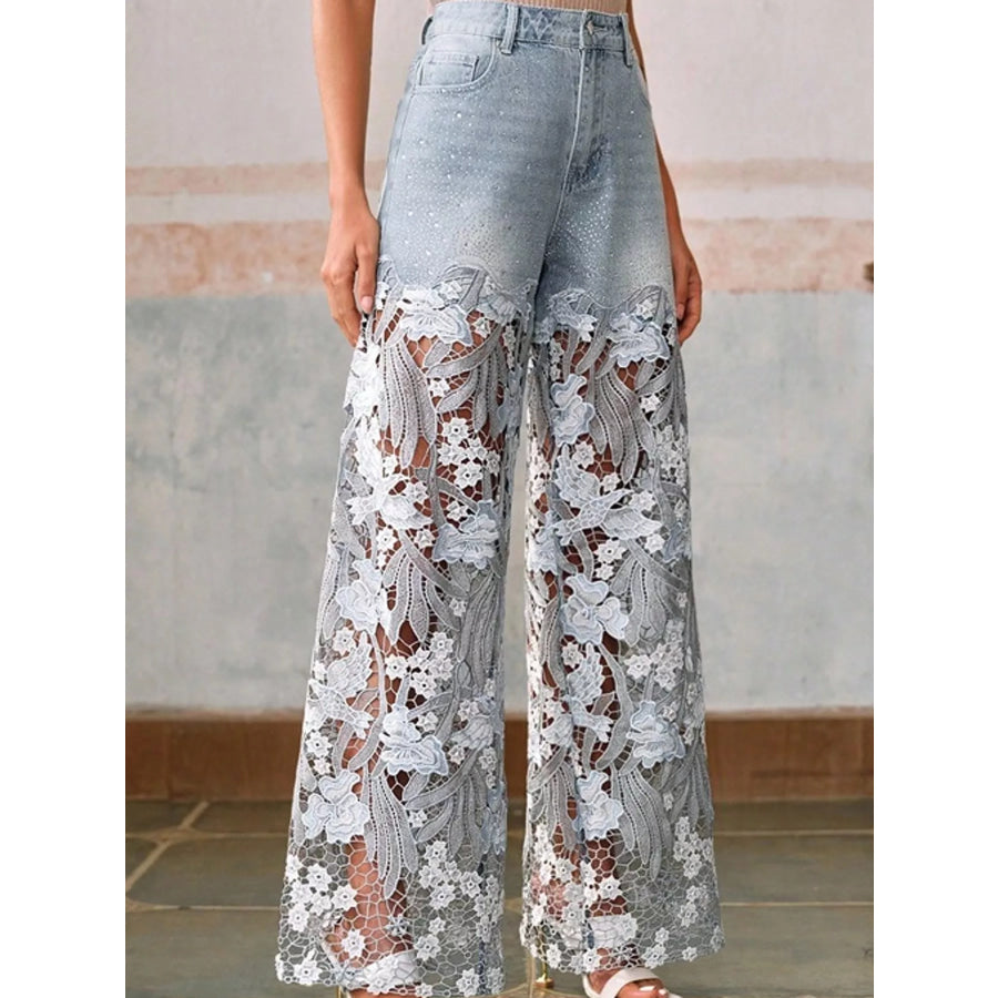 Lace Wide-Leg Jeans Apparel and Accessories