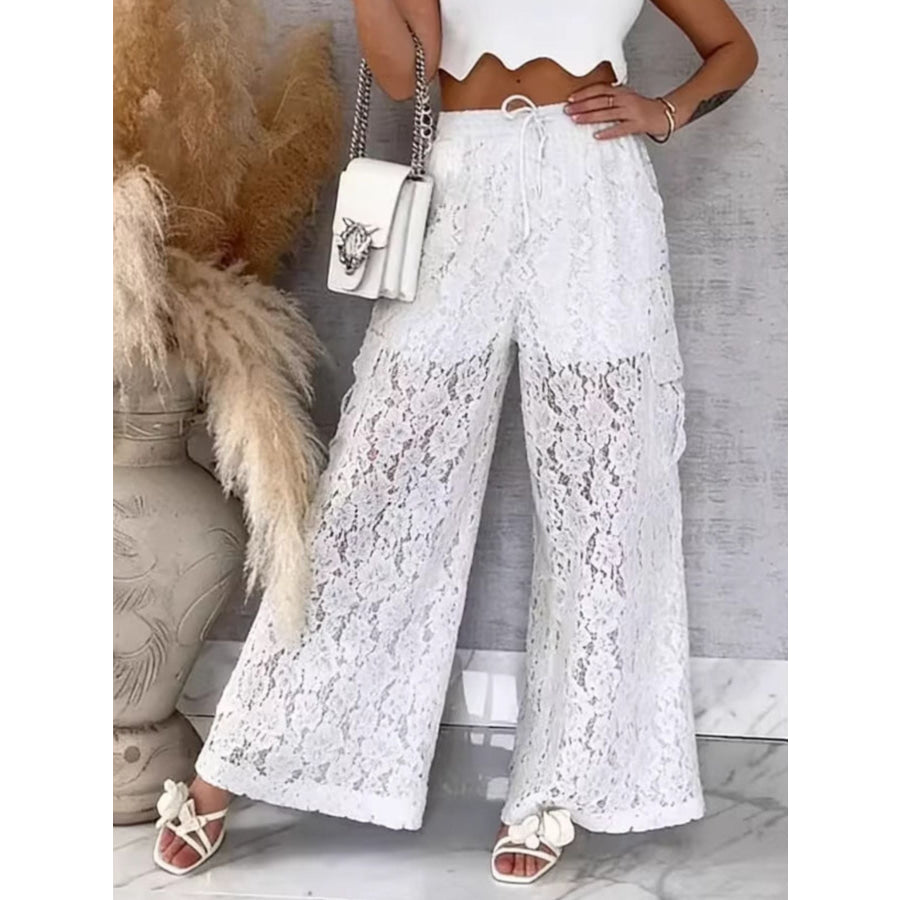 Lace Wide-Leg Pants Apparel and Accessories