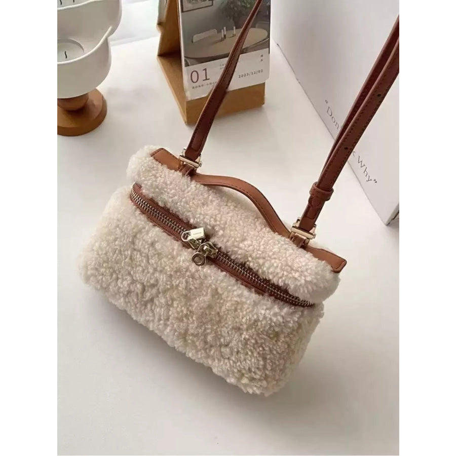 Lamb Wool Crossbody Bag Brown / One Size Apparel and Accessories