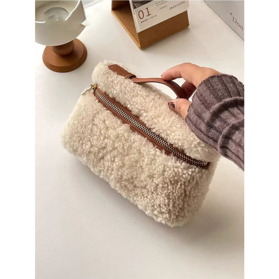 Lamb Wool Crossbody Bag Brown / One Size Apparel and Accessories