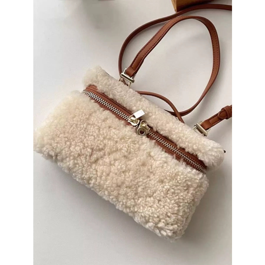 Lamb Wool Crossbody Bag Brown / One Size Apparel and Accessories