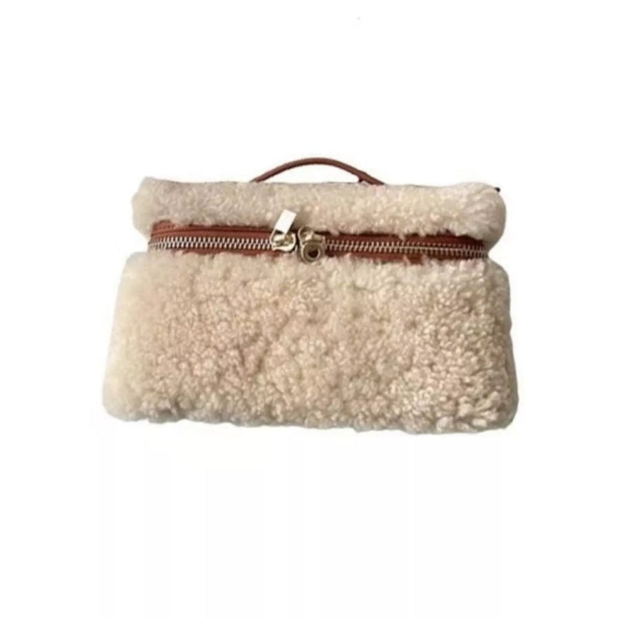 Lamb Wool Crossbody Bag Brown / One Size Apparel and Accessories