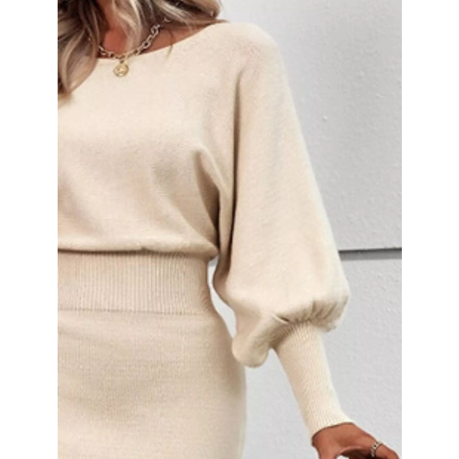 Lantern Sleeve Bodycon Sweater Dress Apparel and Accessories