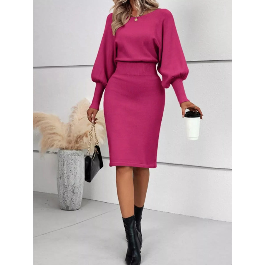 Lantern Sleeve Bodycon Sweater Dress Apparel and Accessories