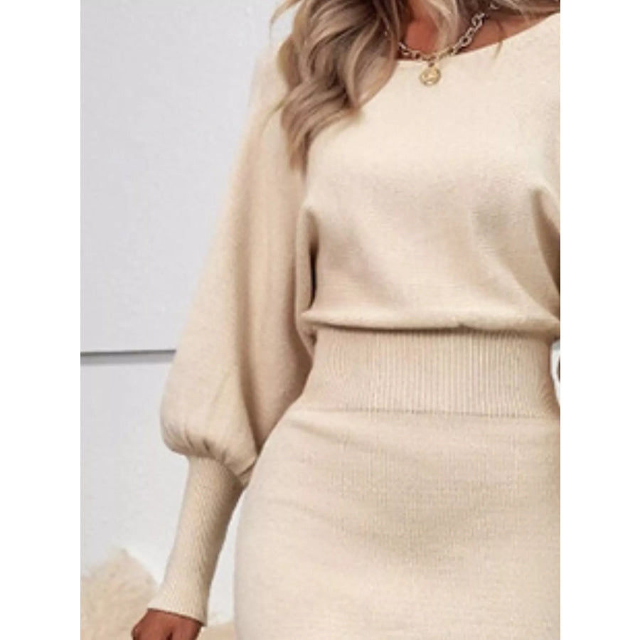 Lantern Sleeve Bodycon Sweater Dress Apparel and Accessories