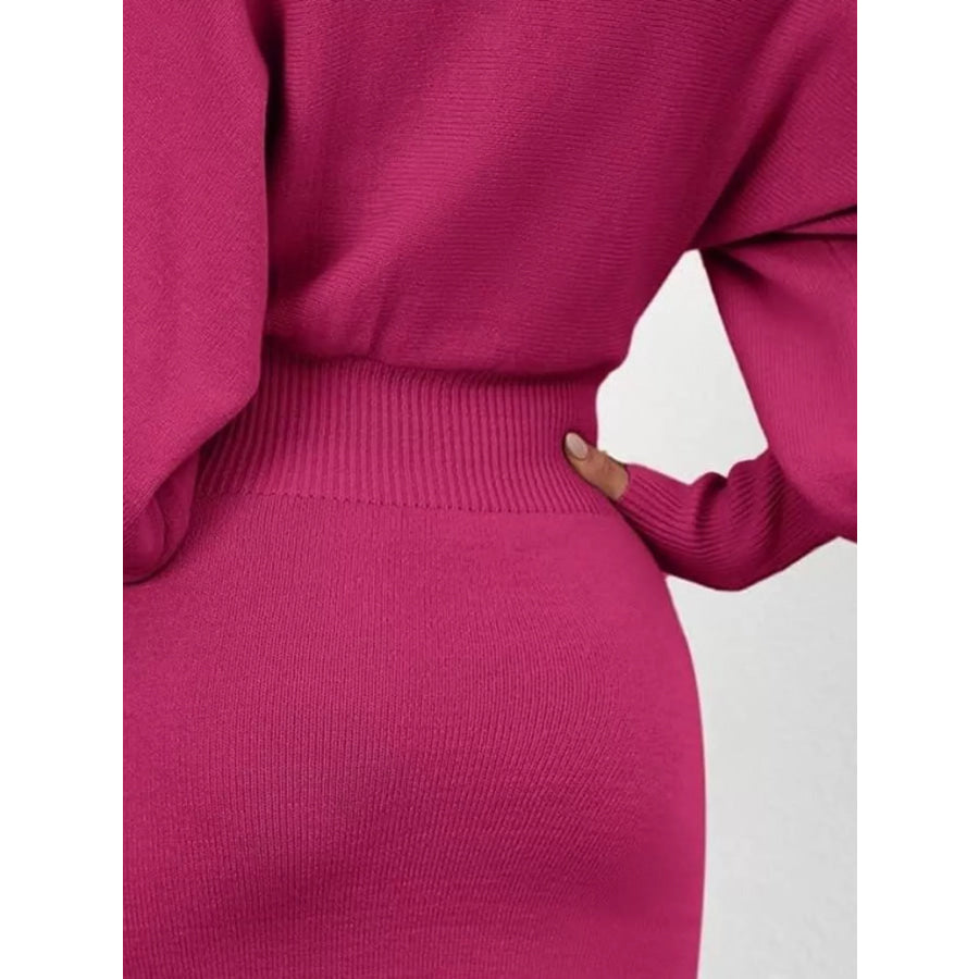 Lantern Sleeve Bodycon Sweater Dress Apparel and Accessories