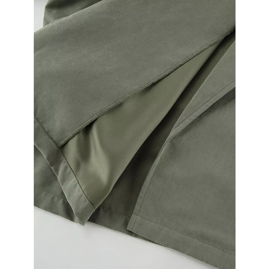 Lapel Collar Belted Cropped Trench Apparel and Accessories