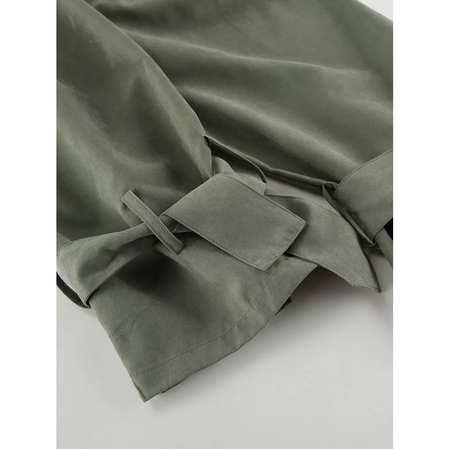 Lapel Collar Belted Cropped Trench Apparel and Accessories