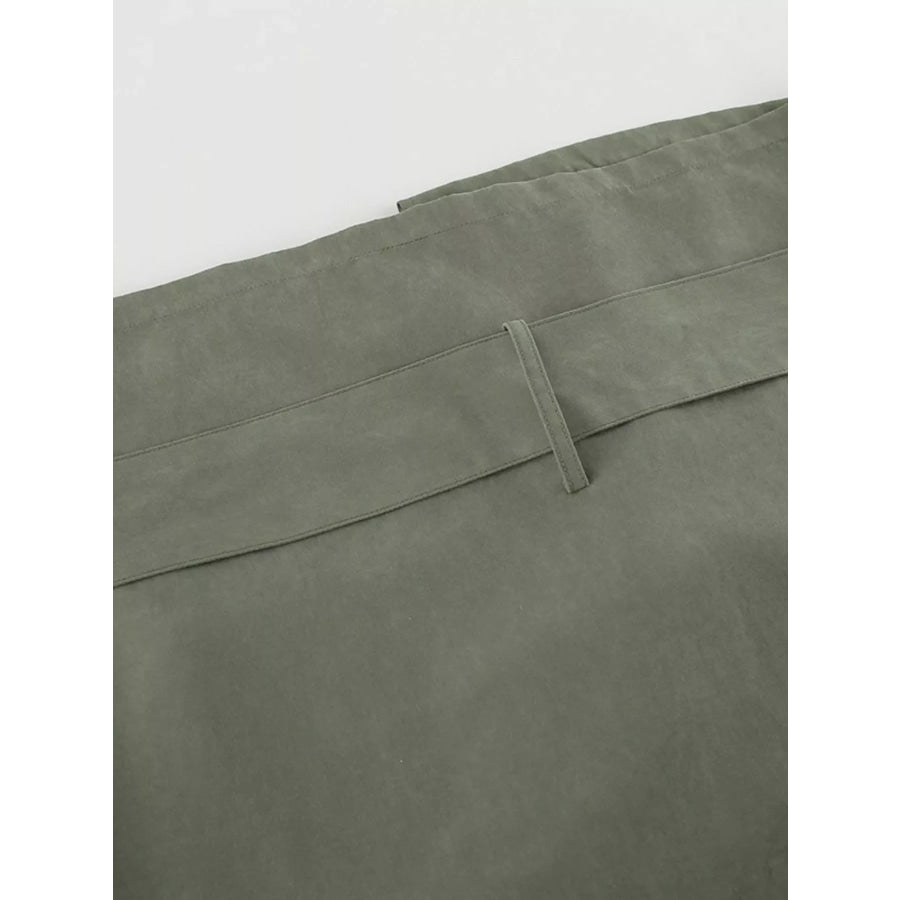 Lapel Collar Belted Cropped Trench Apparel and Accessories