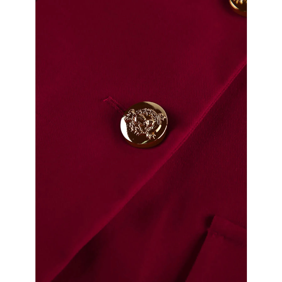 Lapel Collar Blazer and Wide-Leg Pants Set Apparel and Accessories