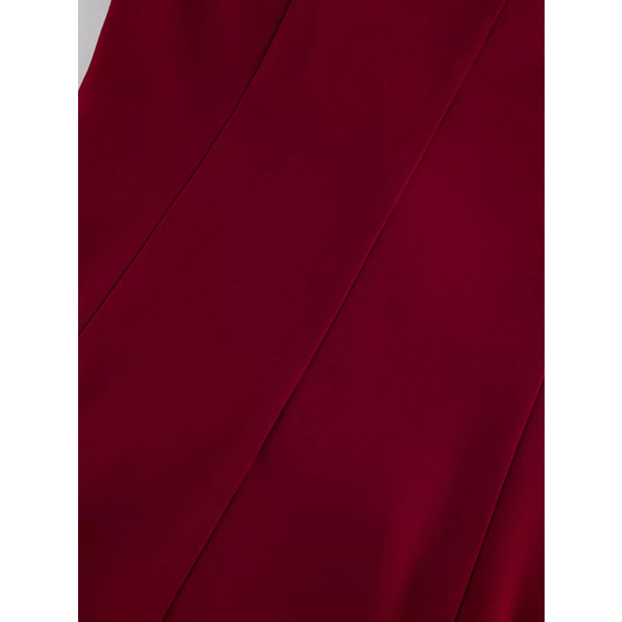 Lapel Collar Blazer and Wide-Leg Pants Set Apparel and Accessories