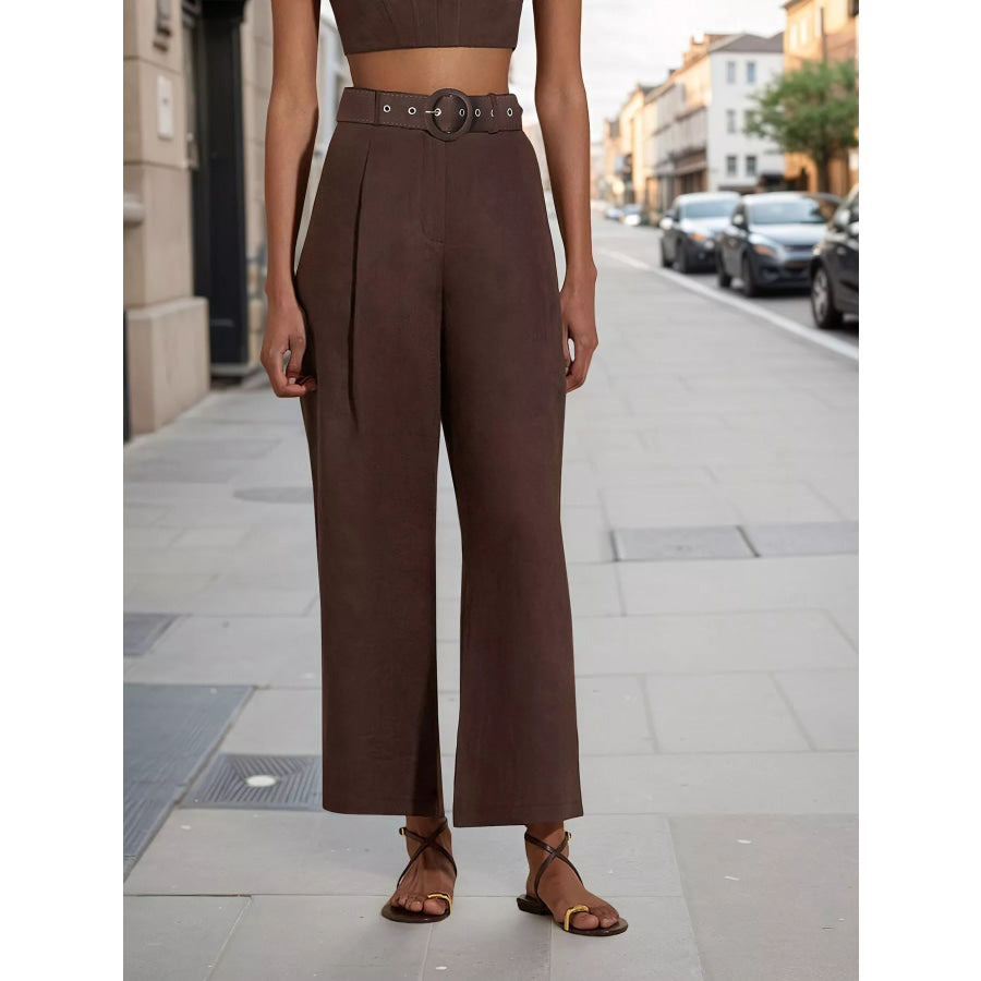 Lapel Collar Blazer and Wide Leg Pants Set Apparel Accessories