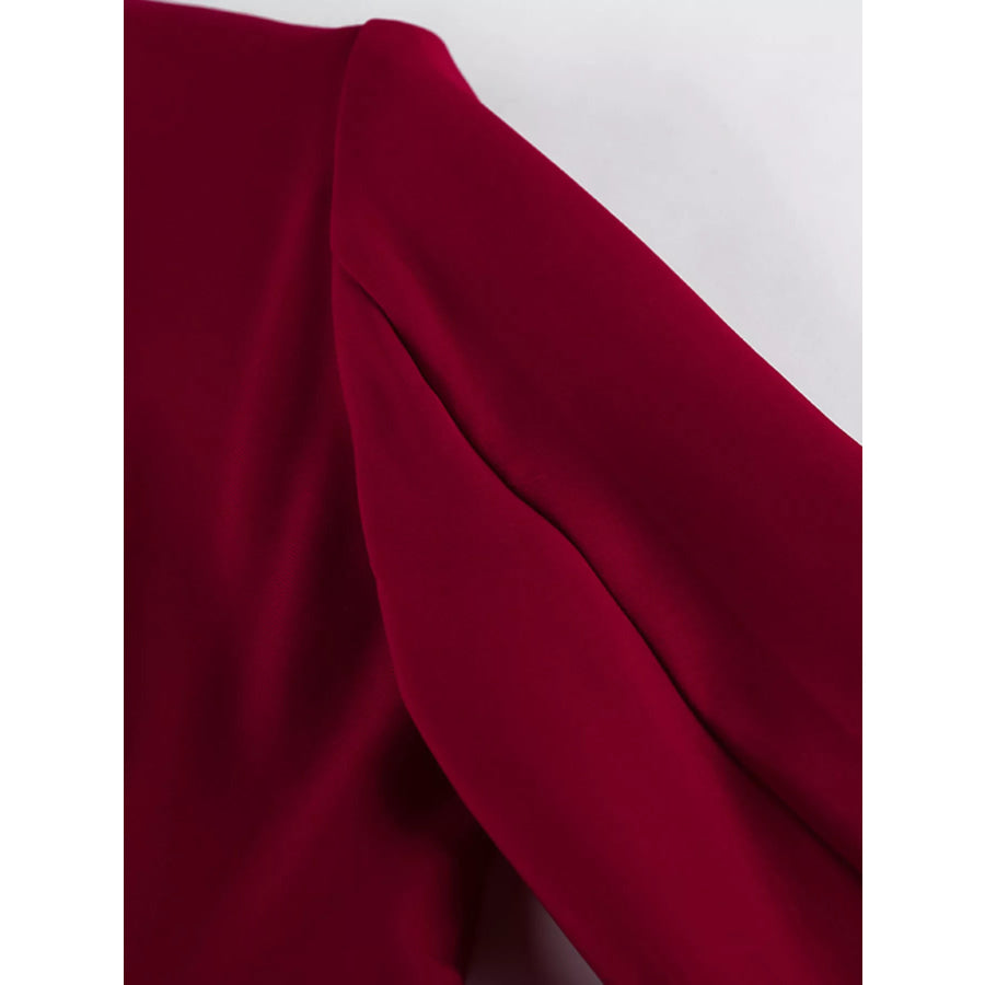 Lapel Collar Blazer and Wide-Leg Pants Set Apparel and Accessories