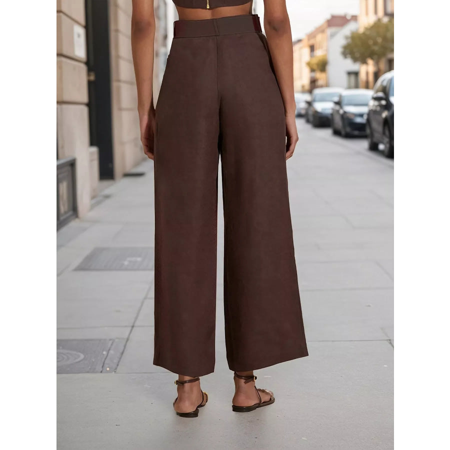 Lapel Collar Blazer and Wide Leg Pants Set Apparel Accessories