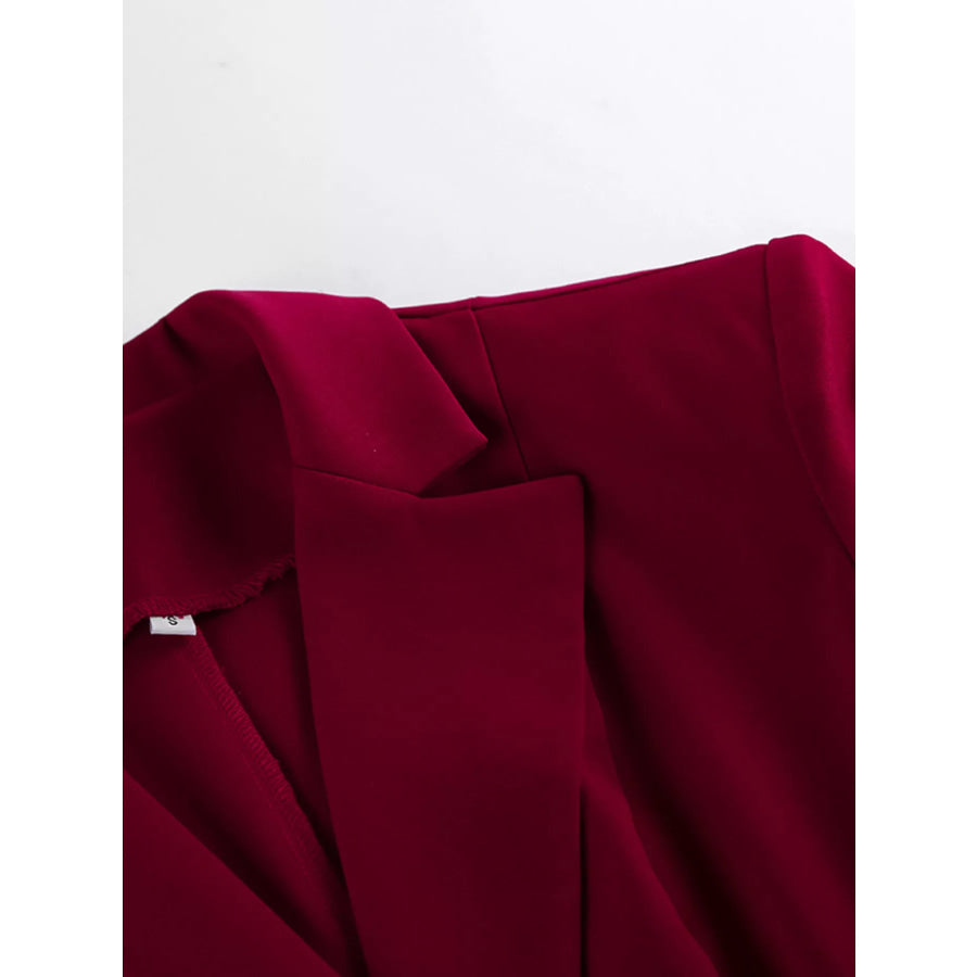 Lapel Collar Blazer and Wide-Leg Pants Set Apparel and Accessories