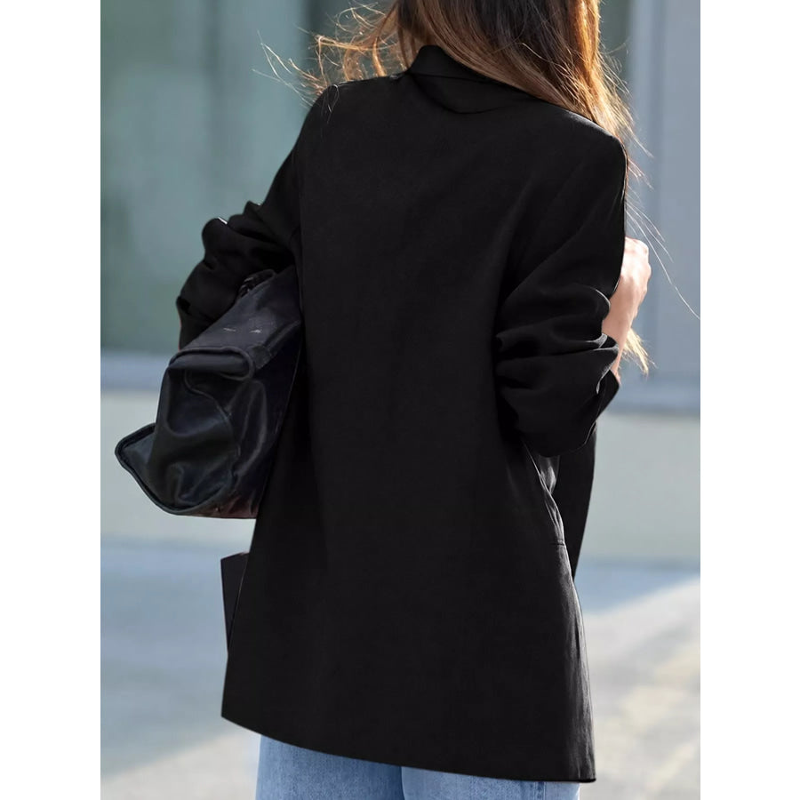 Lapel Collar Button Up Blazer Apparel and Accessories