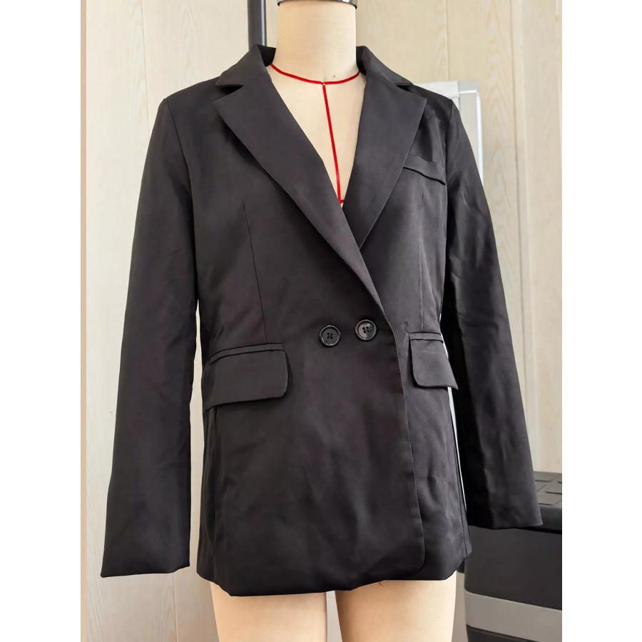 Lapel Collar Button Up Blazer Apparel and Accessories