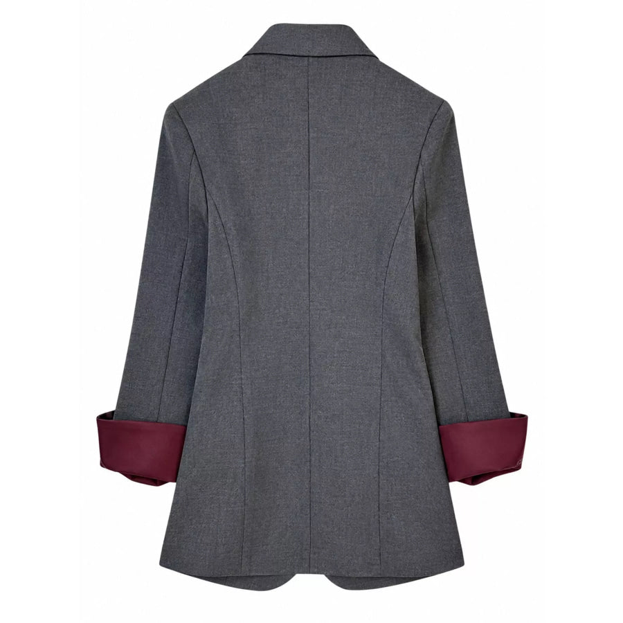 Lapel Collar Button Up Blazer Apparel and Accessories