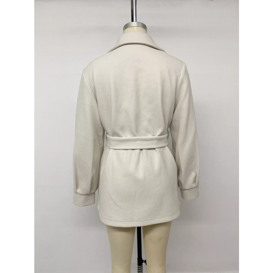 Lapel Collar Button Up Outerwear Apparel and Accessories