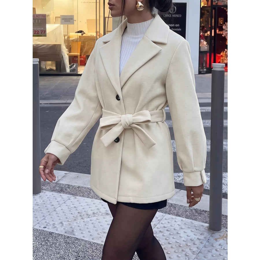 Lapel Collar Button Up Outerwear Apparel and Accessories
