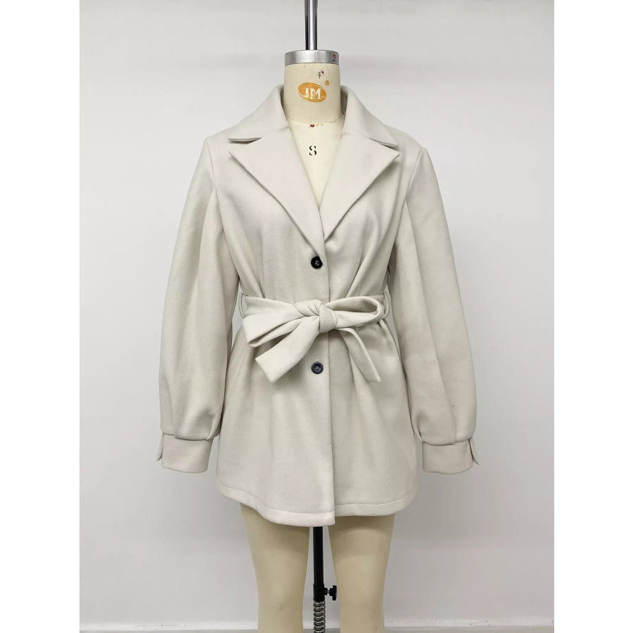 Lapel Collar Button Up Outerwear Apparel and Accessories