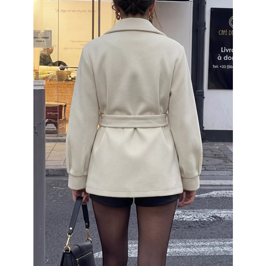 Lapel Collar Button Up Outerwear Apparel and Accessories