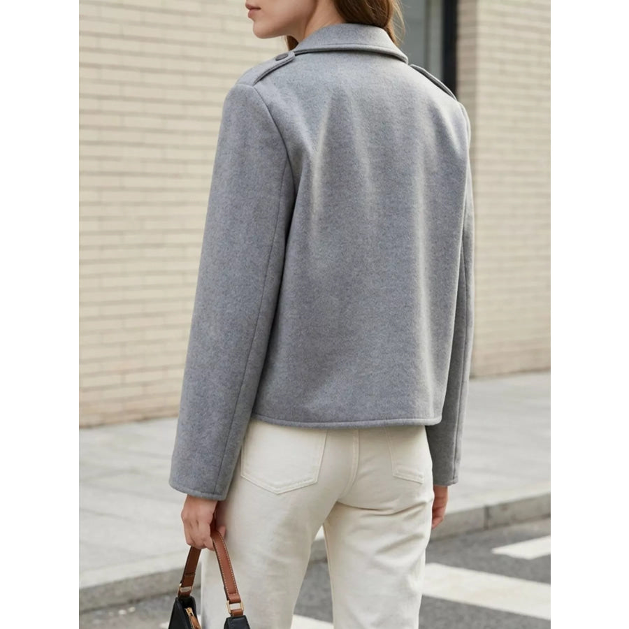 Lapel Collar Cropped Outerwear Apparel and Accessories