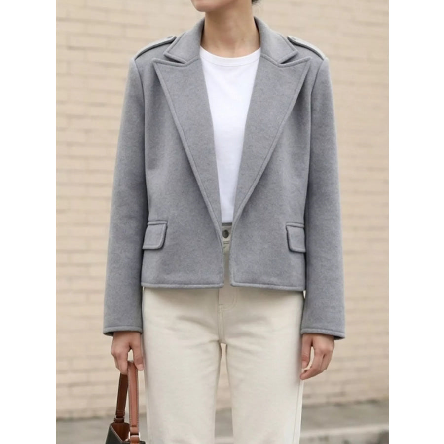 Lapel Collar Cropped Outerwear Apparel and Accessories