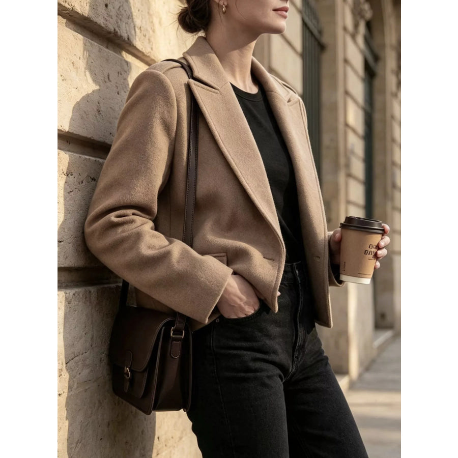 Lapel Collar Cropped Outerwear Apparel and Accessories