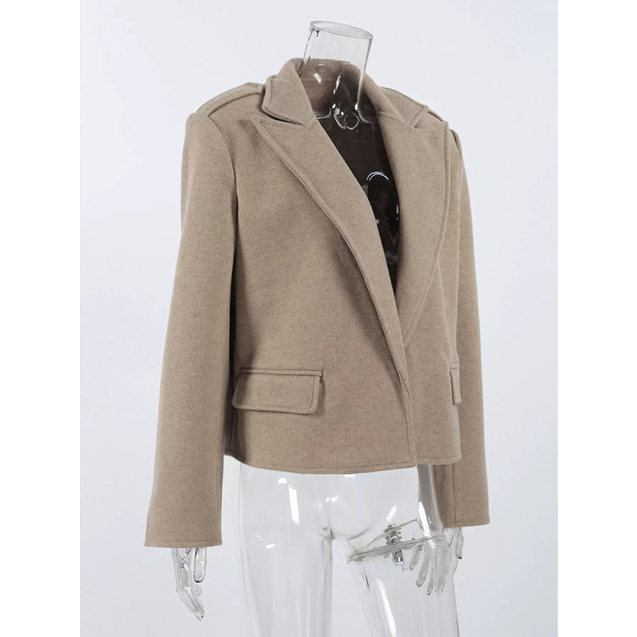 Lapel Collar Cropped Outerwear Apparel and Accessories