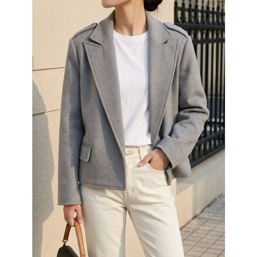 Lapel Collar Cropped Outerwear Apparel and Accessories