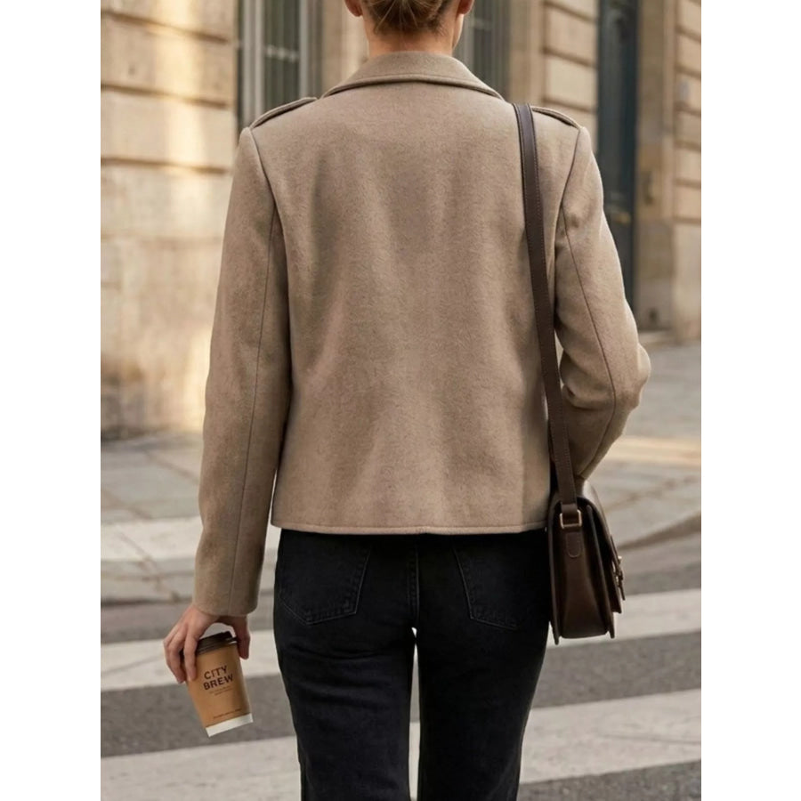 Lapel Collar Cropped Outerwear Apparel and Accessories