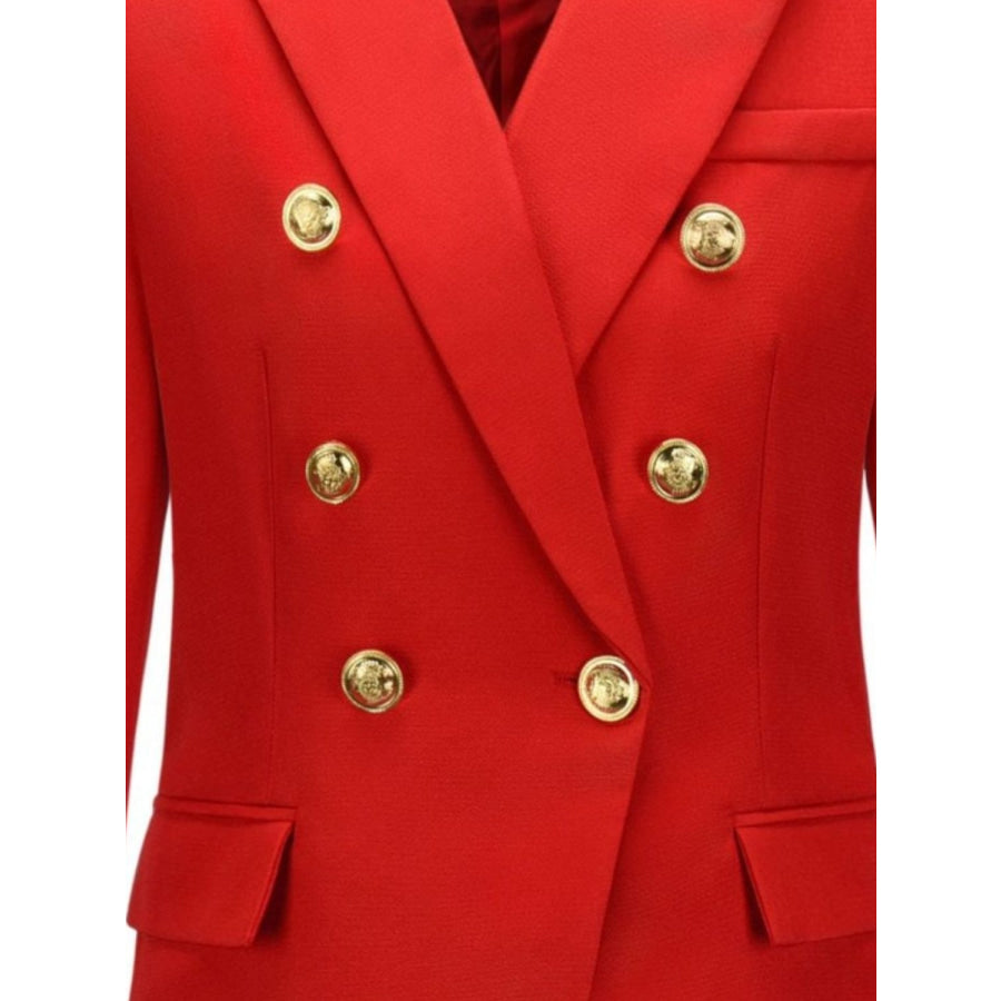 Lapel Collar Long Sleeve Blazer Apparel and Accessories