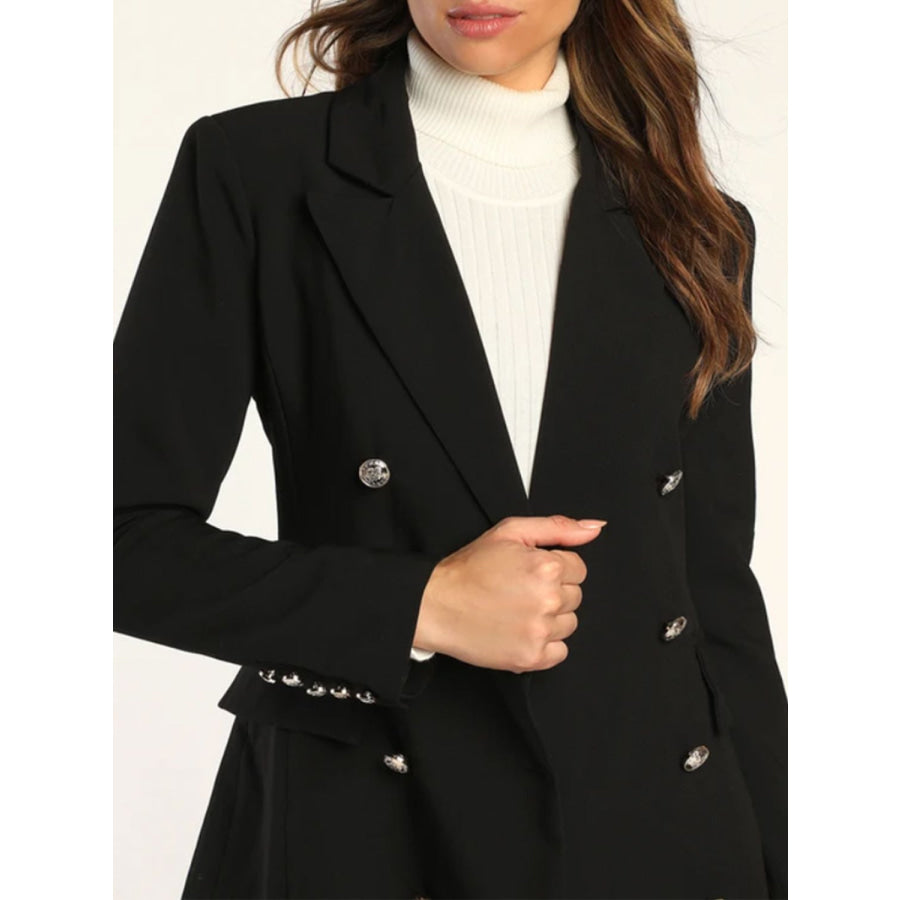 Lapel Collar Long Sleeve Blazer Apparel and Accessories