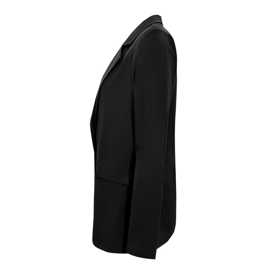 Lapel Collar Long Sleeve Blazer Apparel and Accessories