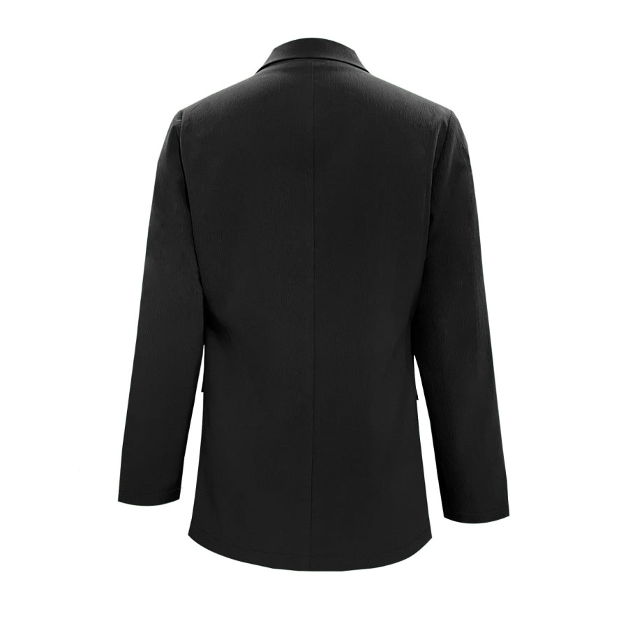 Lapel Collar Long Sleeve Blazer Apparel and Accessories