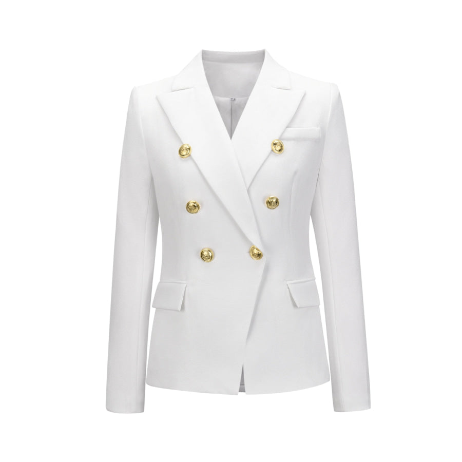 Lapel Collar Long Sleeve Blazer Apparel and Accessories