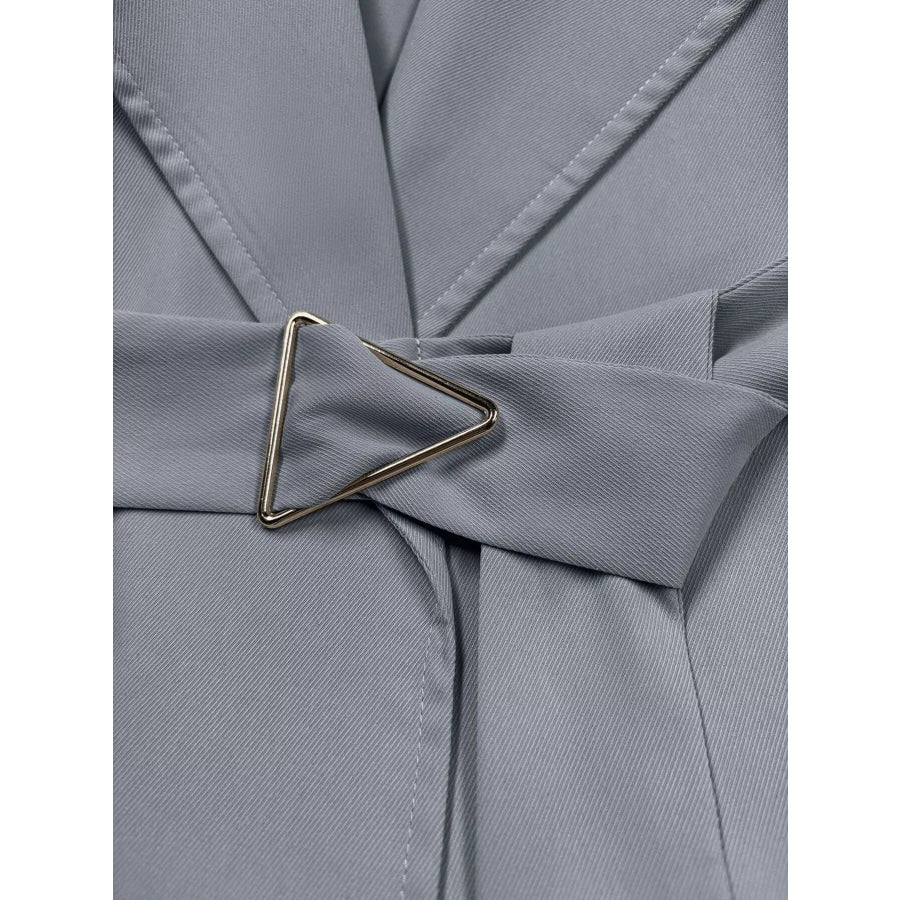 Lapel Collar Longline Trench Coat Apparel and Accessories