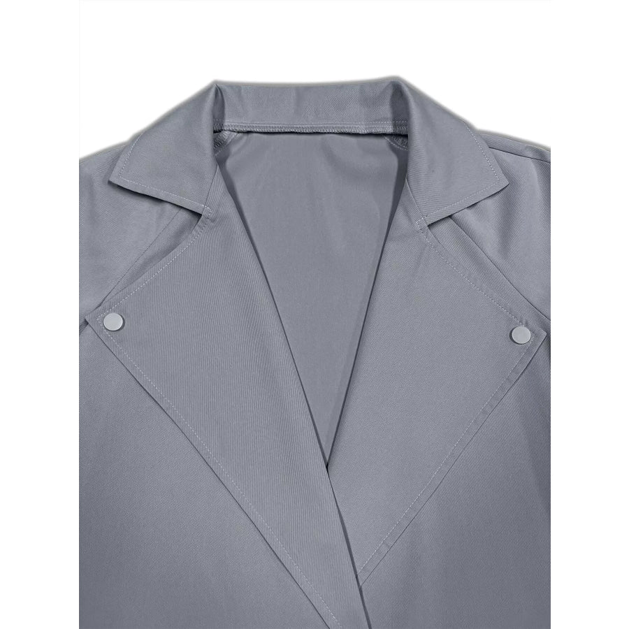 Lapel Collar Longline Trench Coat Apparel and Accessories
