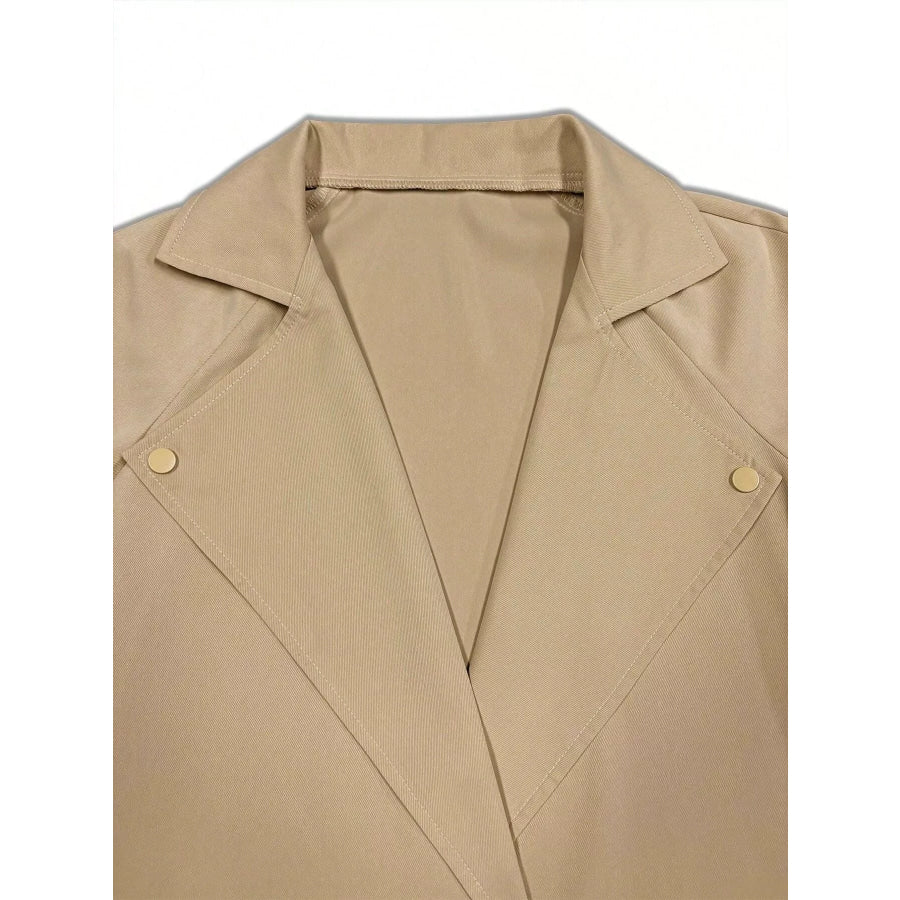 Lapel Collar Longline Trench Coat Apparel and Accessories
