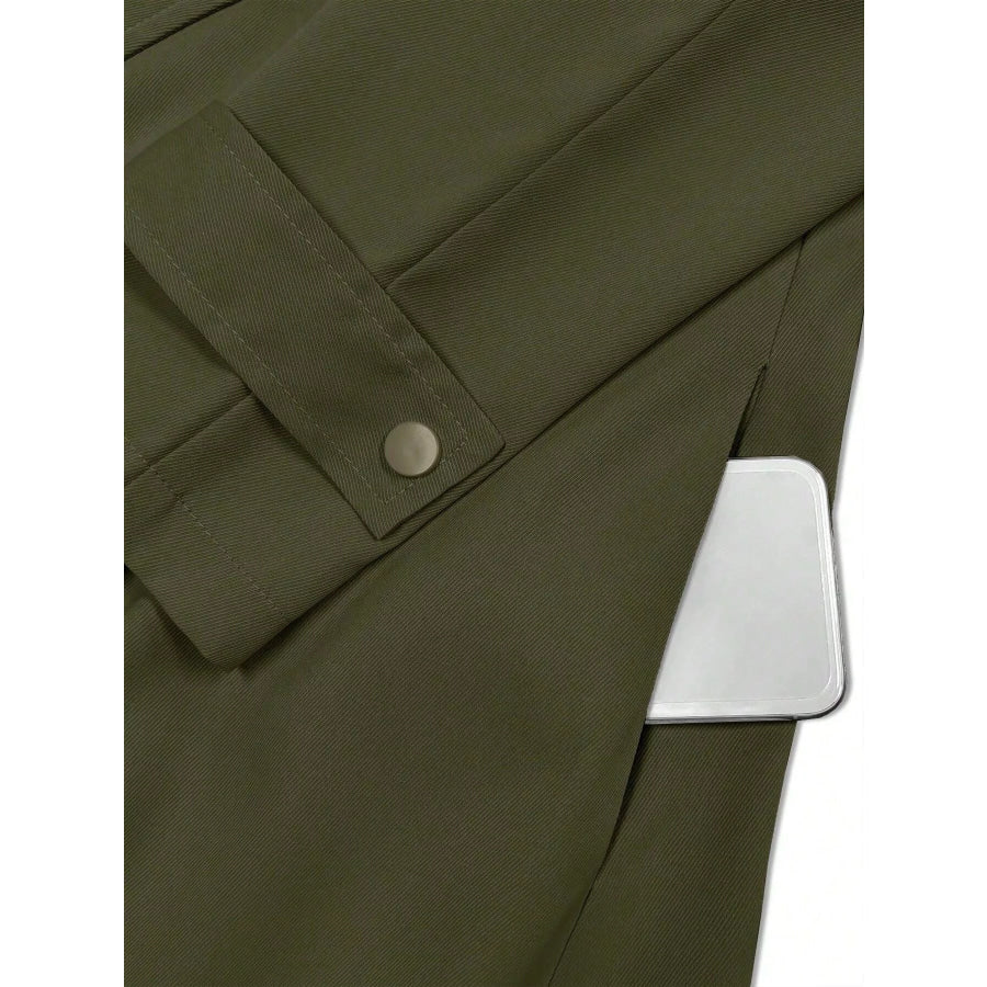 Lapel Collar Longline Trench Coat Apparel and Accessories