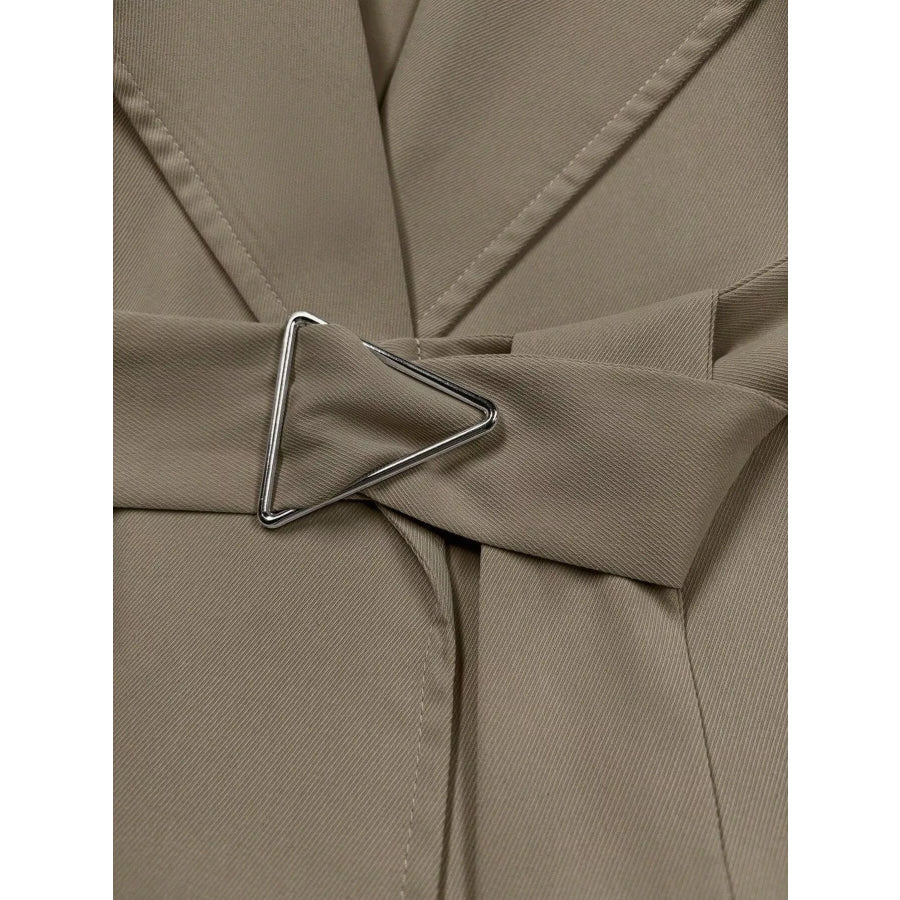 Lapel Collar Longline Trench Coat Apparel and Accessories
