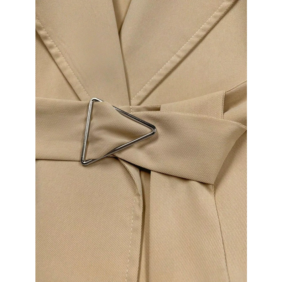Lapel Collar Longline Trench Coat Apparel and Accessories