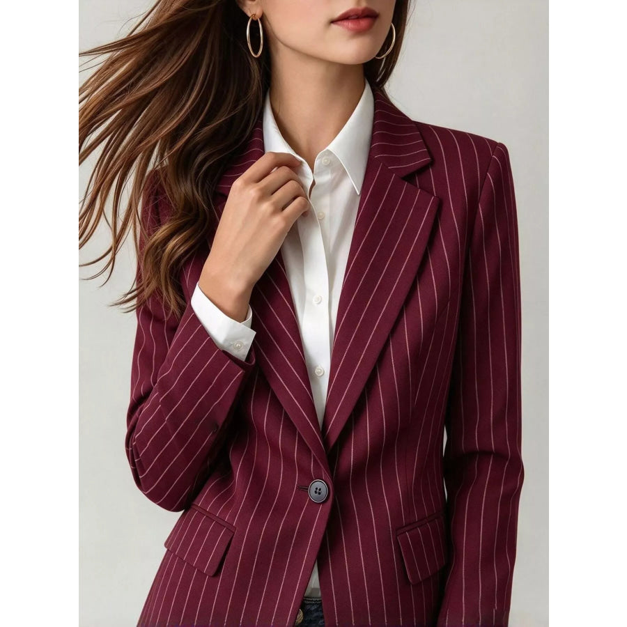 Lapel Collar One Button Blazer Apparel and Accessories